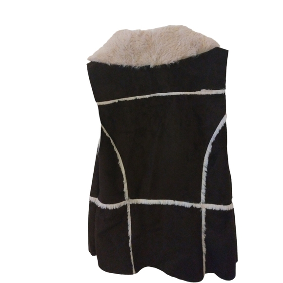 Faux Fur/Suede Vest Romeo & Juliet Couture Brown-White Western BoHo   Soft M - Picture 7 of 9